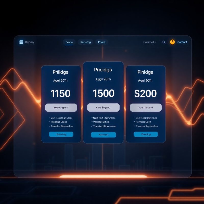 Pricing card layout with three glowing plan cards